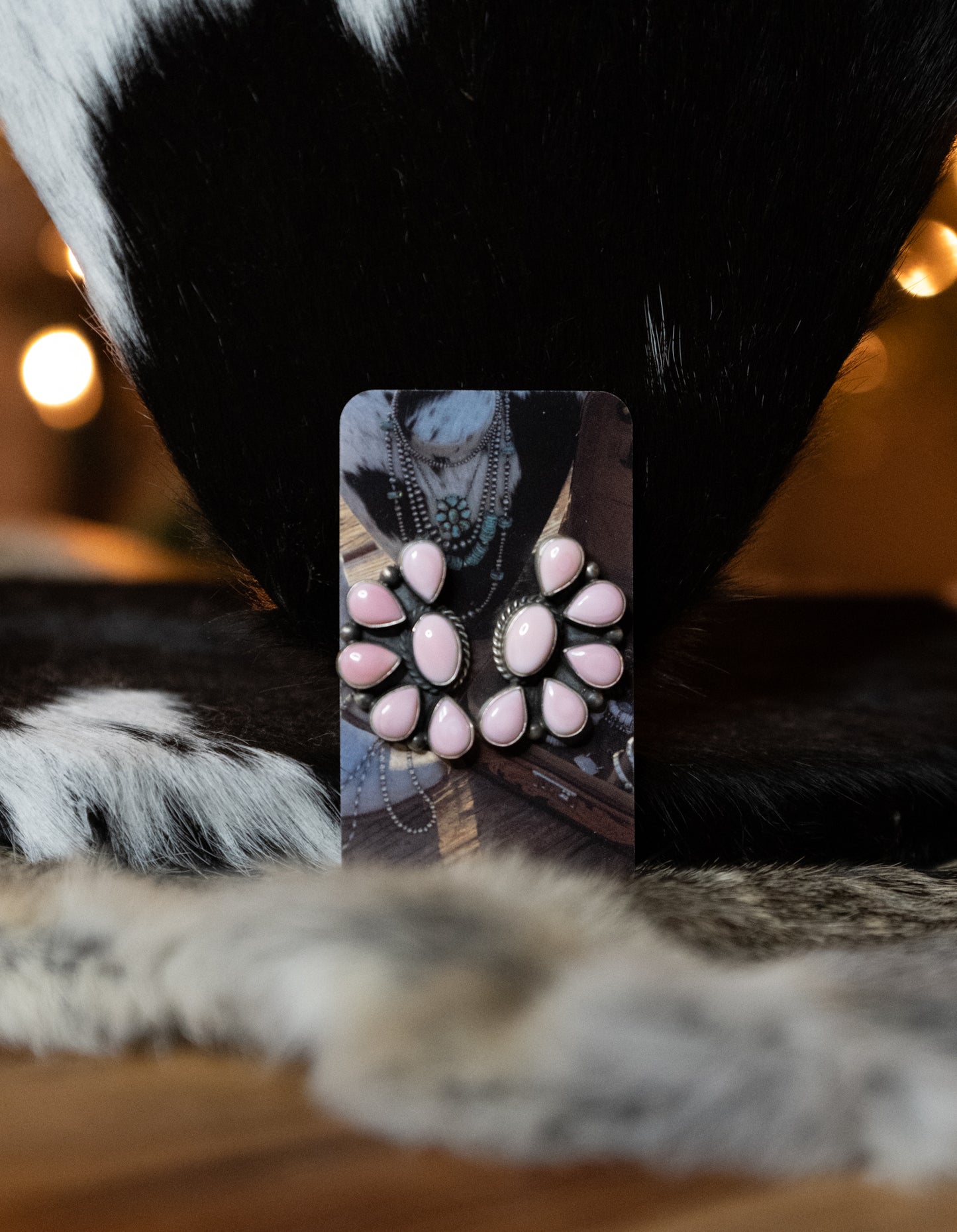 Pink Conch Large Cluster Earrings