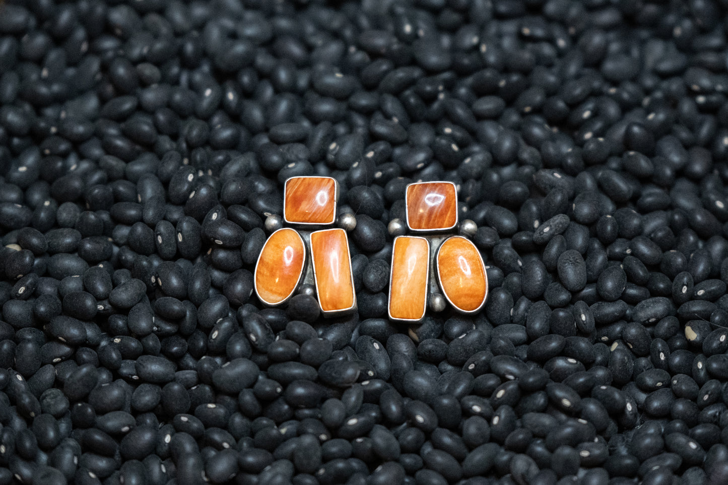 Orange Spiny Cluster Earrings