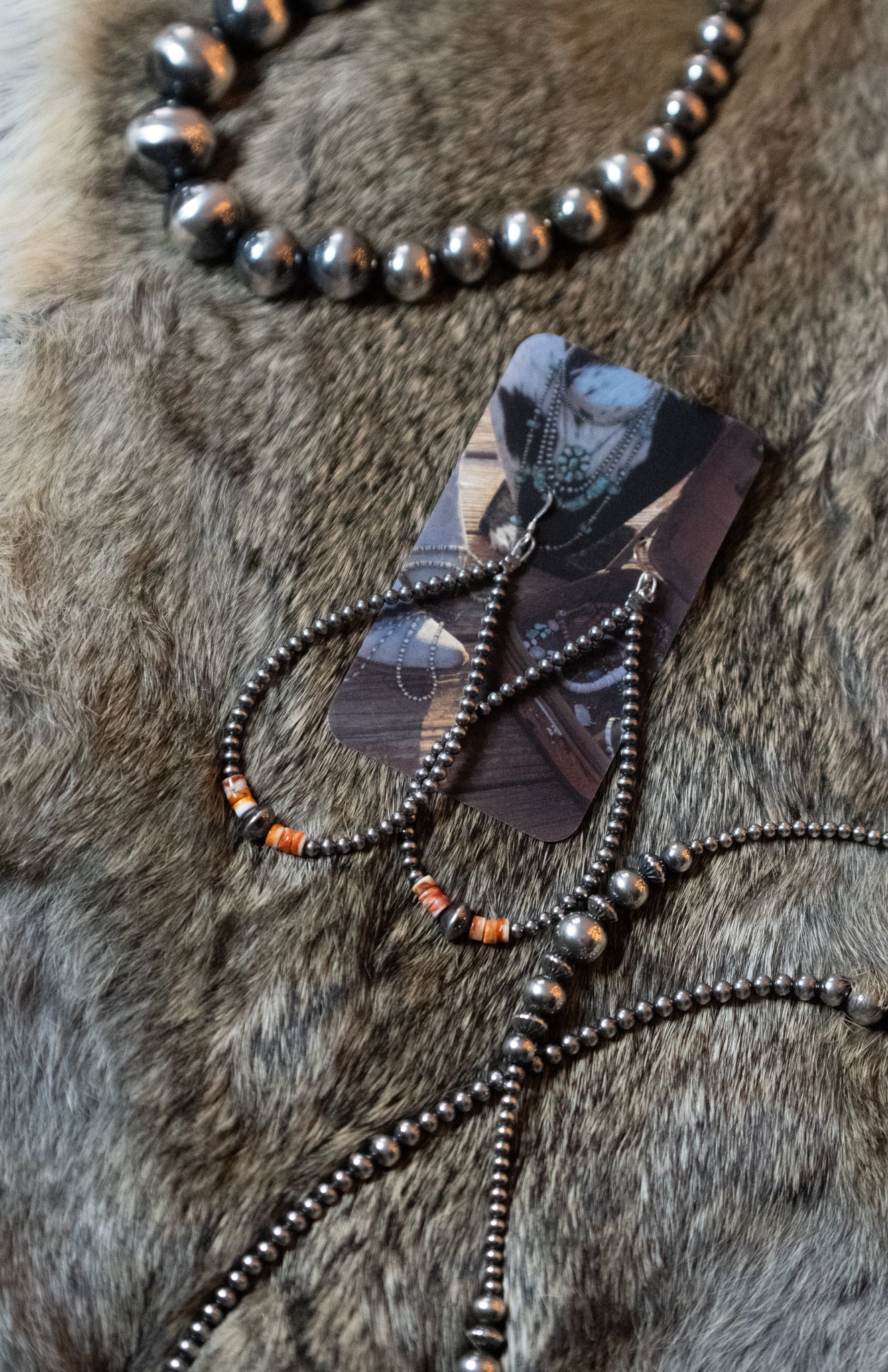 Orange Spiny and Pearl Earrings