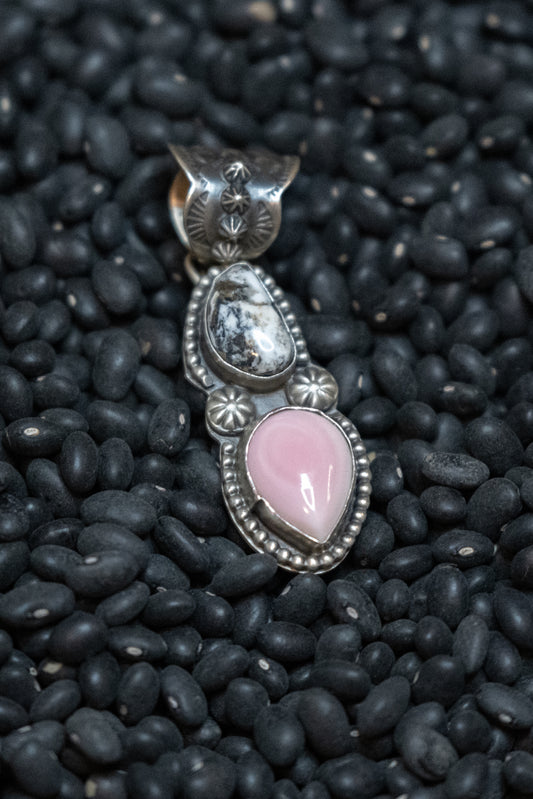 Pink Conch & White Buffalo Pendant