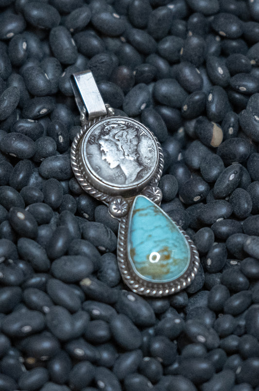 Blue Glacier Liberty Dime Pendant